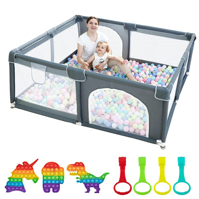 Compact Baby Play Yard with Safety Gate and Breathable Mesh
